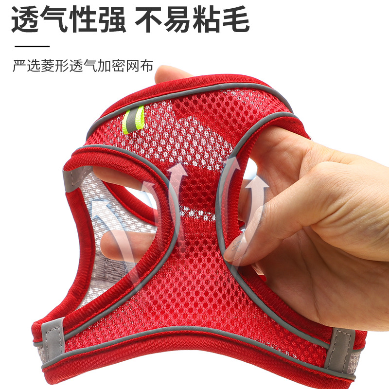 Pet supplies breathable chest back cat traction rope dog reflective chest strap pet decorative collar wholesale