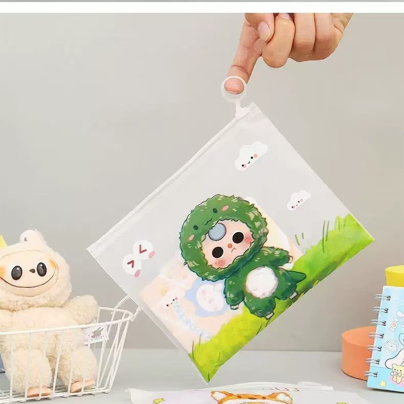 Internet Celebrity Kapibala Thickened Zipper Bag Cartoon Storage Bag Transparent Stationery Student Pencil Bag Jewelry Packaging Bag