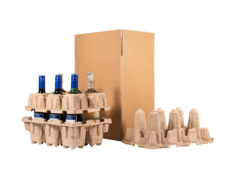 Neutral Red Wine Bottle Holder, Single Bottle, Double Bottle, 3 Bottles, Exported Pulp Molded Paper Holder