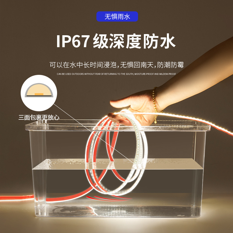 Low voltage waterproof light strip 24v outdoor IP68 water-soaking white blue light non-strobe LED fish pond water bottom special light bar