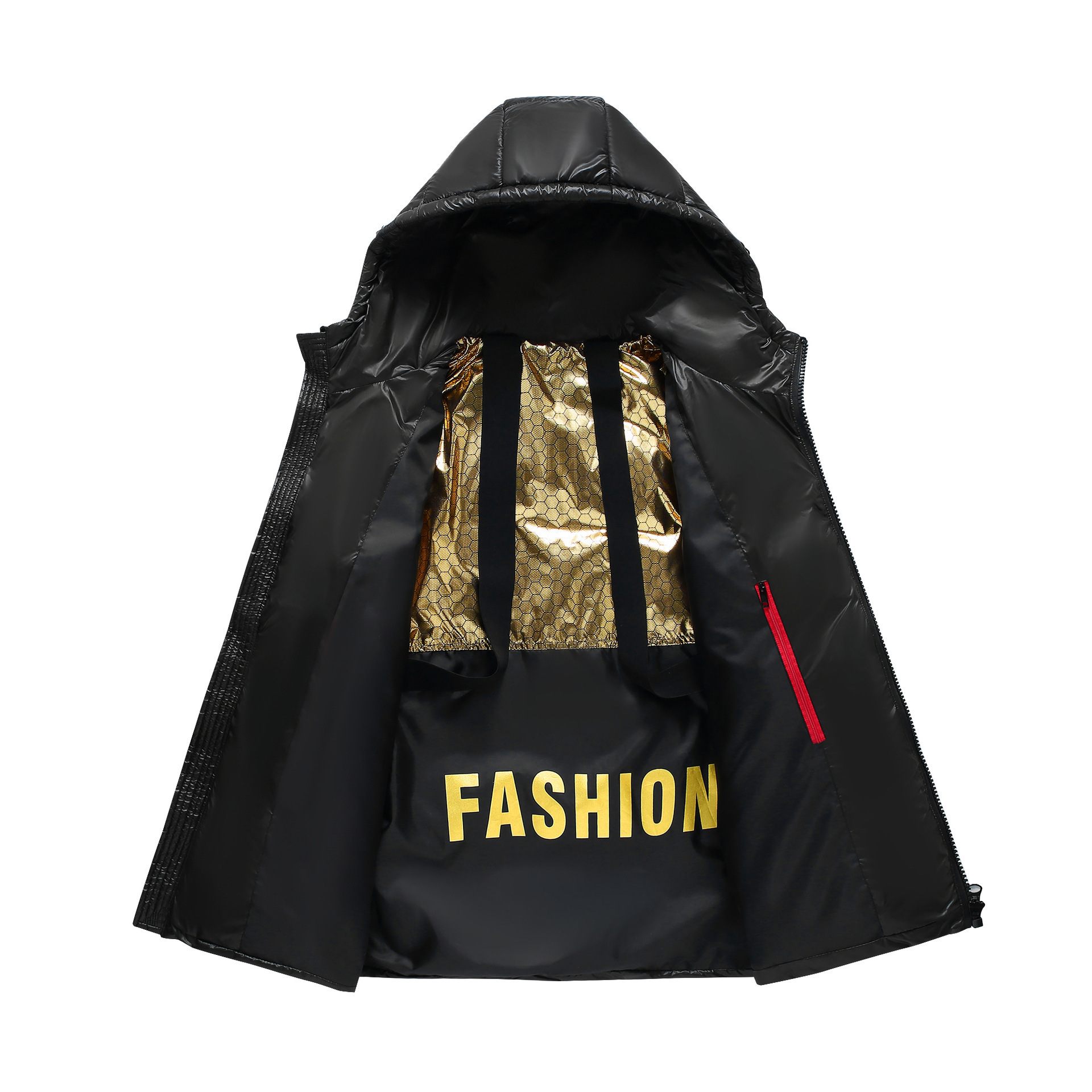 2025 New Winter Cotton Jacket Black Gold Cotton Padded Oversized Fashion Warm Thickened Warm Coat for Men