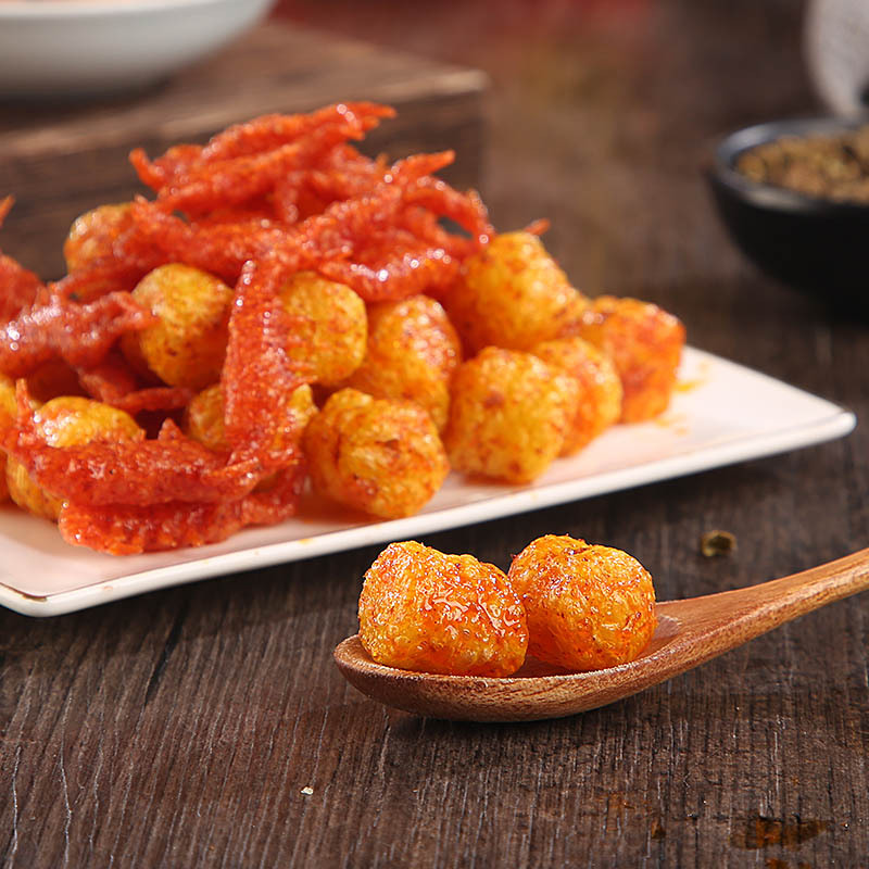 Shrimp fish egg spicy strip 8090 s childhood memory campus nostalgic 50 cents spicy snack shrimp snack