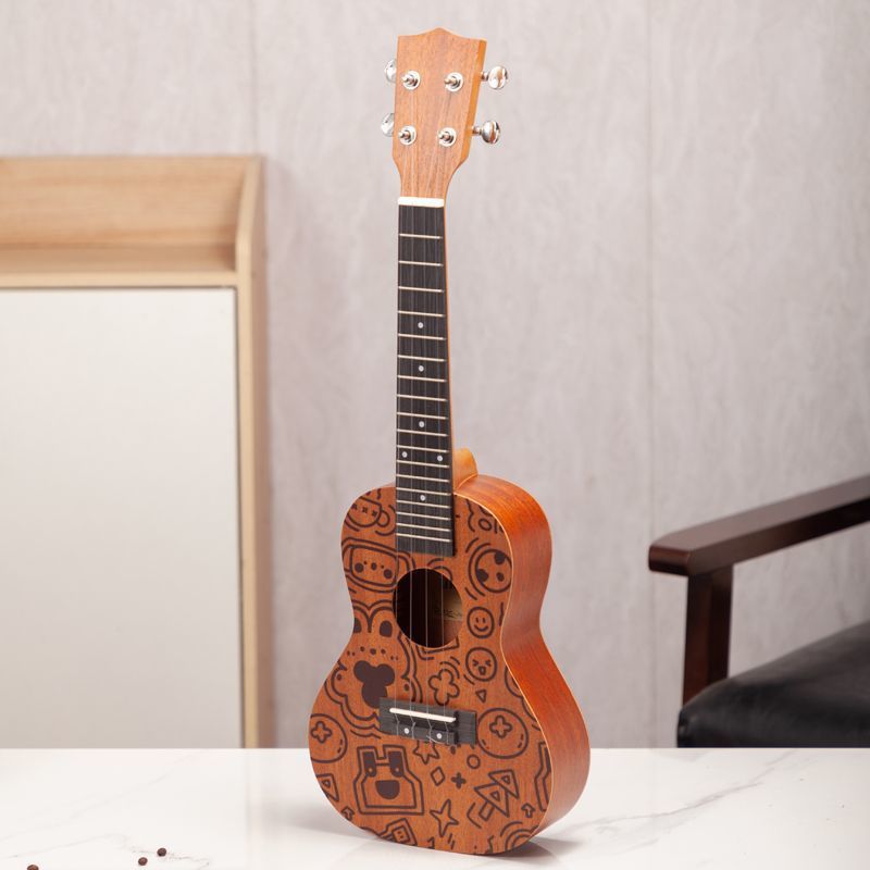 Ukulele for Beginners, Adult Male and Female Students, Kidsren's Small Guitar, Zero-Based Entry-Level Musical Instrument, Mahogany Graffiti