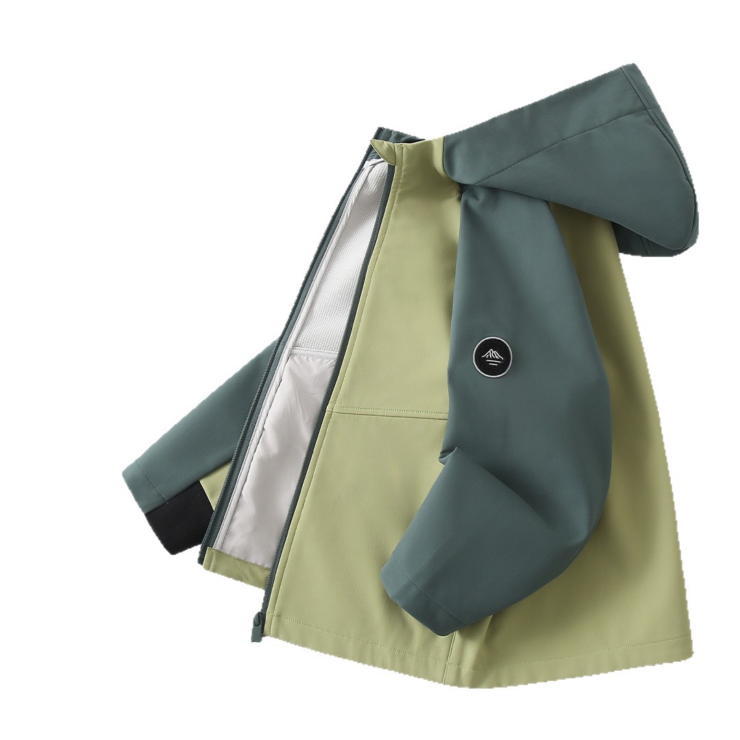 Banji 2025 Autumn/Winter New Softshell Jacket Outdoor Boys' Windproof Sports Coat Girls' Warm Fleece Jacket