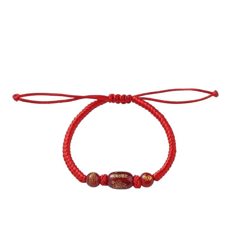 Manufacturer Straight Hair Twelve Zodiac Signs Red Rope Hand-Woven Bracelets for Women's Birth Year Agate Bracelets Jewelry Jewelry Wholesale