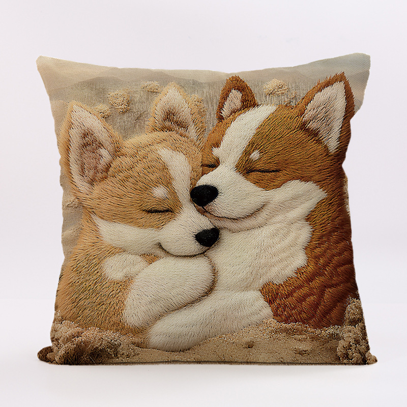 Amazon's Hottest 3D Puppy Imitation Embroidery Pillow Cover Bohemian Style Sofa Printed Cushion Cushion Wholesale