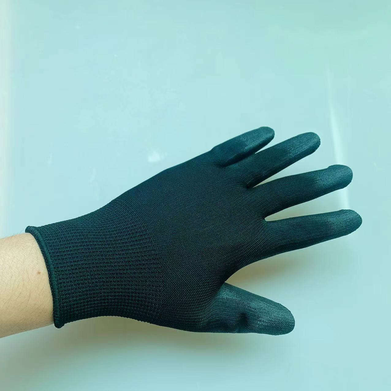 Manufacturer Supplies Black Dust-Free Coated Palm Gloves Pu Coated Palm Gloves Pu Nylon Coated Palm Gloves 789 Anti-Static