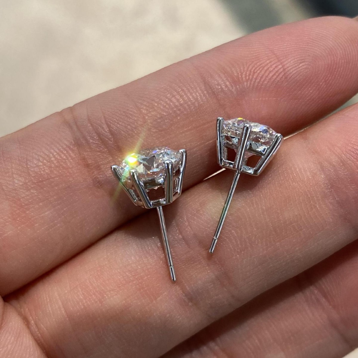 Pt950 Platinum Cultivated Diamond Six-Claw Earrings Igi Synthetic Diamond Earrings Set 18K Gold 14K Gold 9K Gold