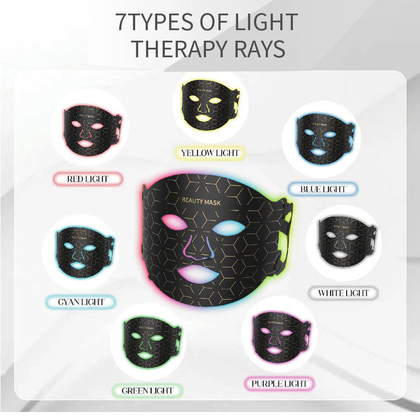 Facial Mask Beauty Device 7-Color Light Mask Beauty Device Led Silicone Photon Rejuvenation Device Spectrometer Facial Mask