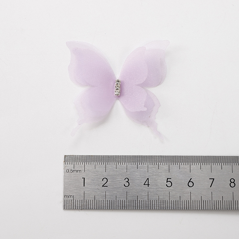 [Factory goods] new three-layer diamond three-dimensional tulle butterfly brooch colorful simulation fabric diy pin accessories