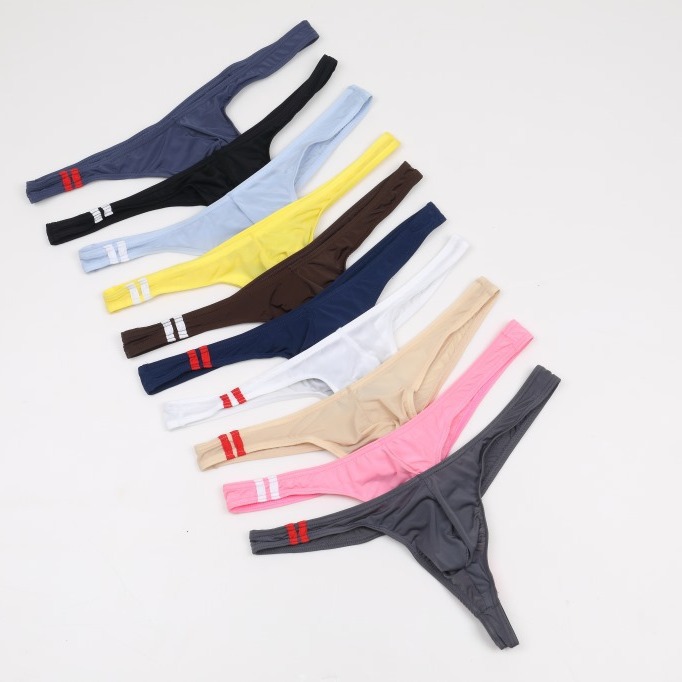 Men's Wholesale U-Convex Thin Ice Silk Low-Waist Trendyy Sexy Export Men's Underwear Thong E044