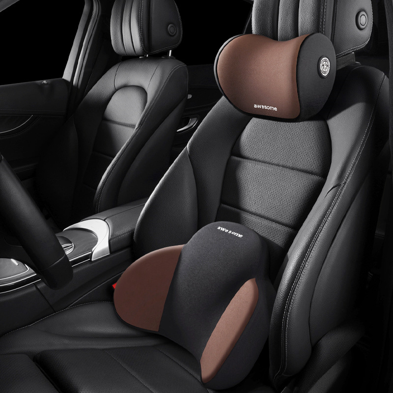 German Imported Car Headrest and Lumbar Support Set Memory Foam Lumbar Cushion Lumbar Support Lumbar Pillow Car Backrest Cushion Pillow