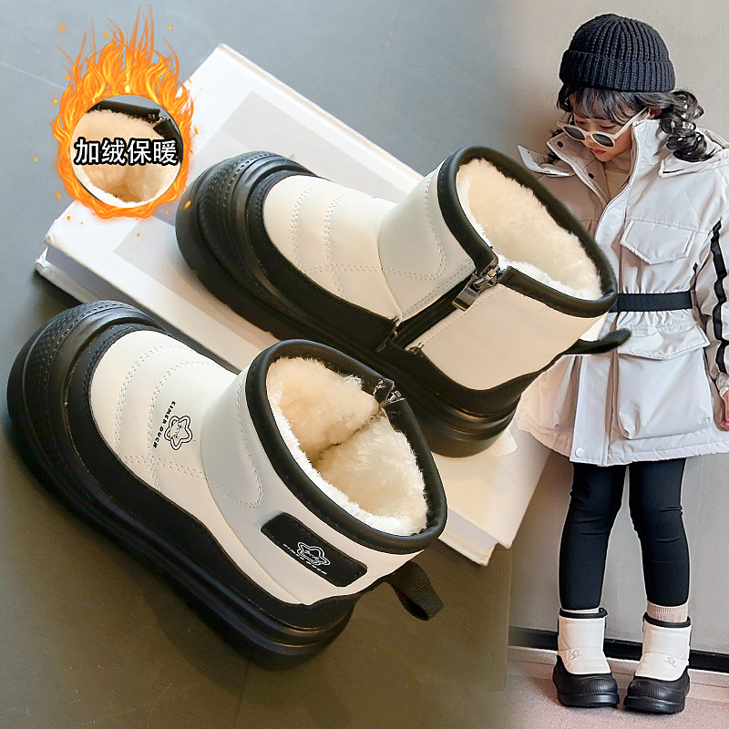 Children's Snow Boots 2025 Winter New Soft-Soled Cotton Boots for Boys and Girls Fleece-Lined and Thickeneded Warm and Fashionable Mid-Calf Cotton Shoes