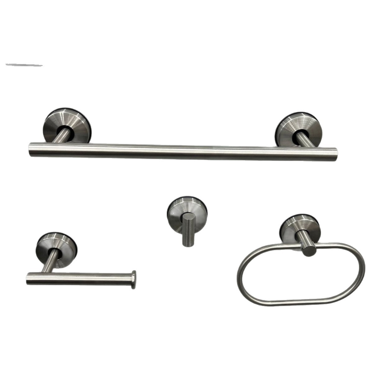 Cross-Border Vacuum Suction Cup Stainless Steel Towel Bar Set Bathroom Hook Towel Rack Bathroom Paper Towel Holder Towel Ring