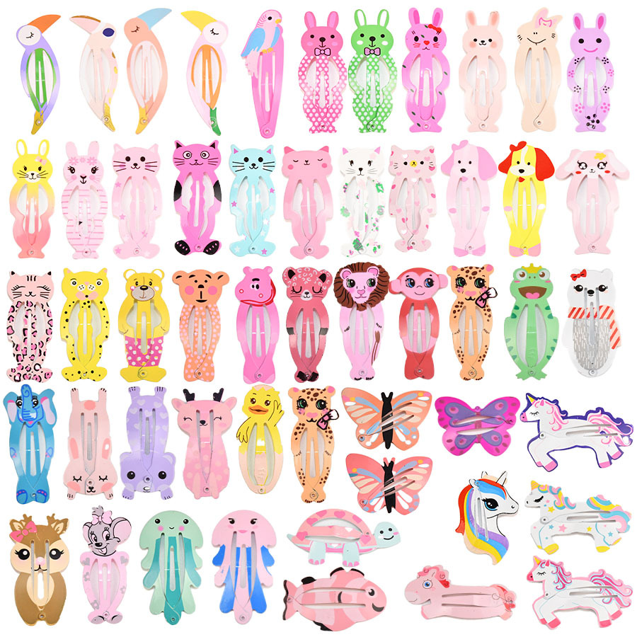 Cross-Border Printed Animal Hairpins Wholesale European and American Kidsren's Hair Accessories Painted Cute Cartoon Fruit Hairpins Bb Clips Side Clips