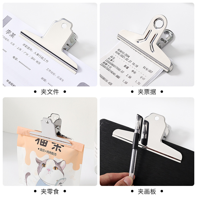 Factory direct hardware bill book clip stainless steel round mountain shape office stationery clip file clip ticket clip