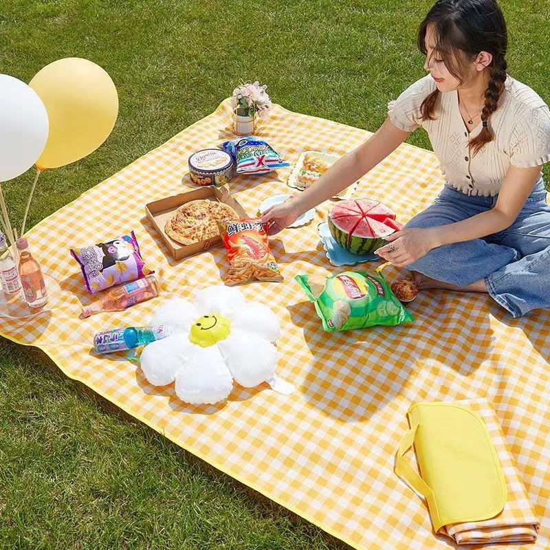 2*2m Outdoor Picnic Mat Park Outing Portable Waterproof Thickeneded Picnic Mat Non-Woven Spring Outing Tent Moisture-Proof