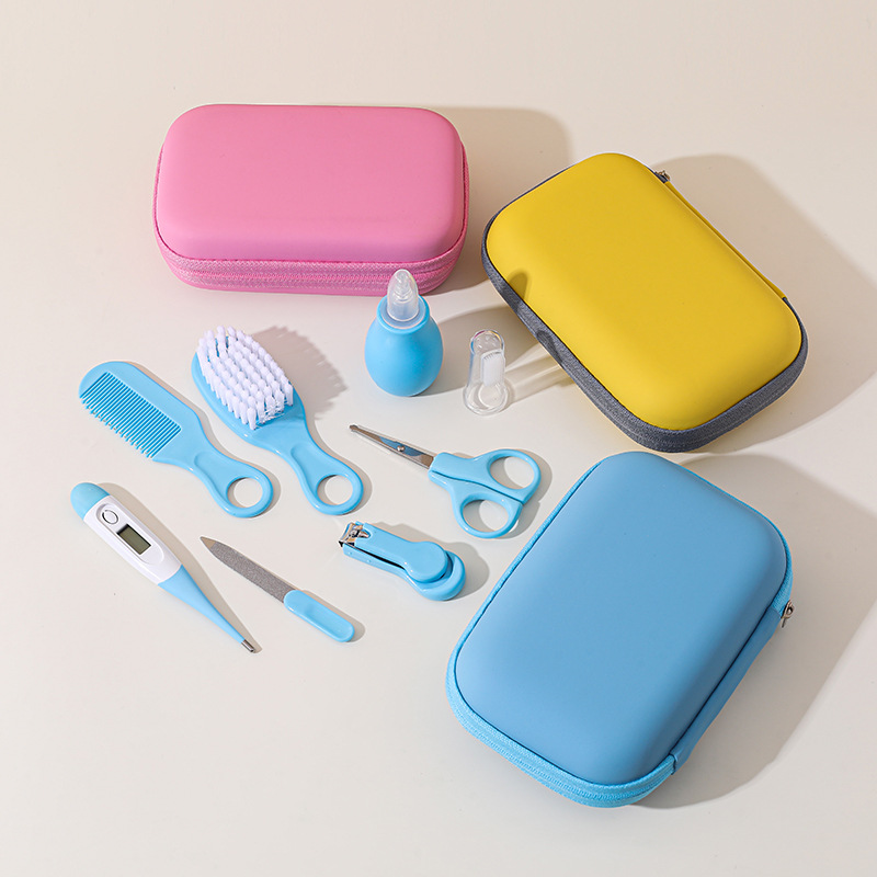 Maternal and infant products wholesale children baby nail clippers 8 eight-piece set comb brush nasal aspirator EVA bag care suit