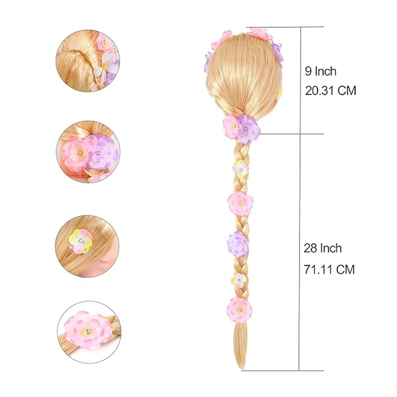 Blonde Rapunzel Wig Princess Girl Costume Cosplay Fairy Ball Woven Wig Wholesale