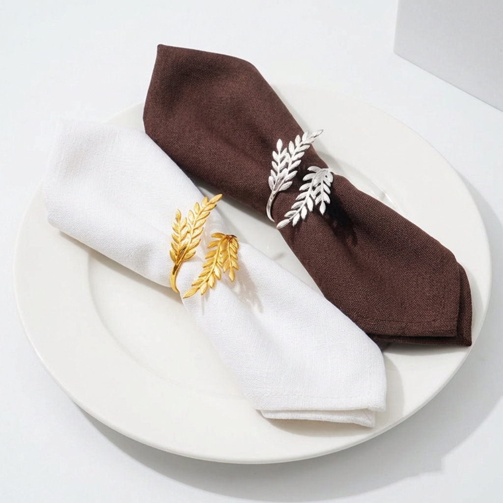 Creative Cross-Border Amazon Simulation Wheat Napkin Ring Metal Napkin Ring Wedding Hotel Banquet Napkin Buckle Wholesale