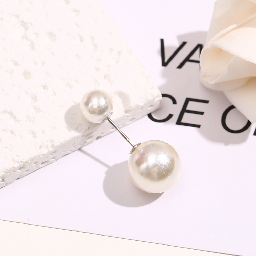 Collar Anti-running Light Pin Highlight Two-head Brooch Simple Cardigan Buckle Women's Two-head Pearl Brooch Buckle
