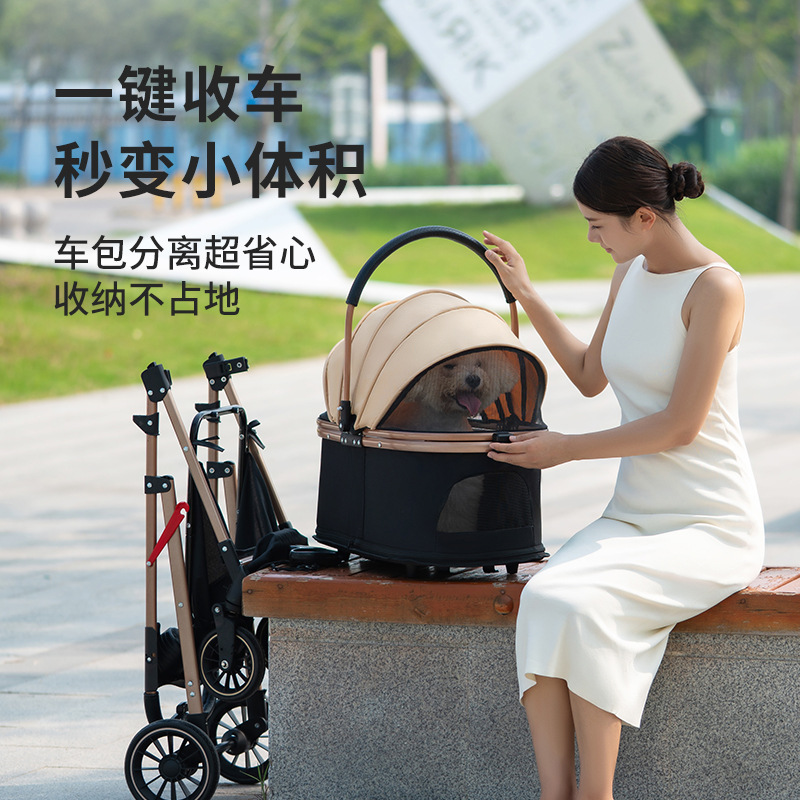 Multifunctional Pet Stroller for Dogs and Cats, One-Hand Folding Stroller for Small Pets When Going Out, Portable and Lightweight