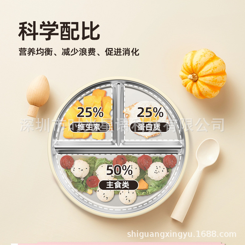 Cross-border Amazon New Children's Dinner Plate Stainless Steel Silicone Dinner Plate Sucker Starfish Drop-resistant Food Grade Material