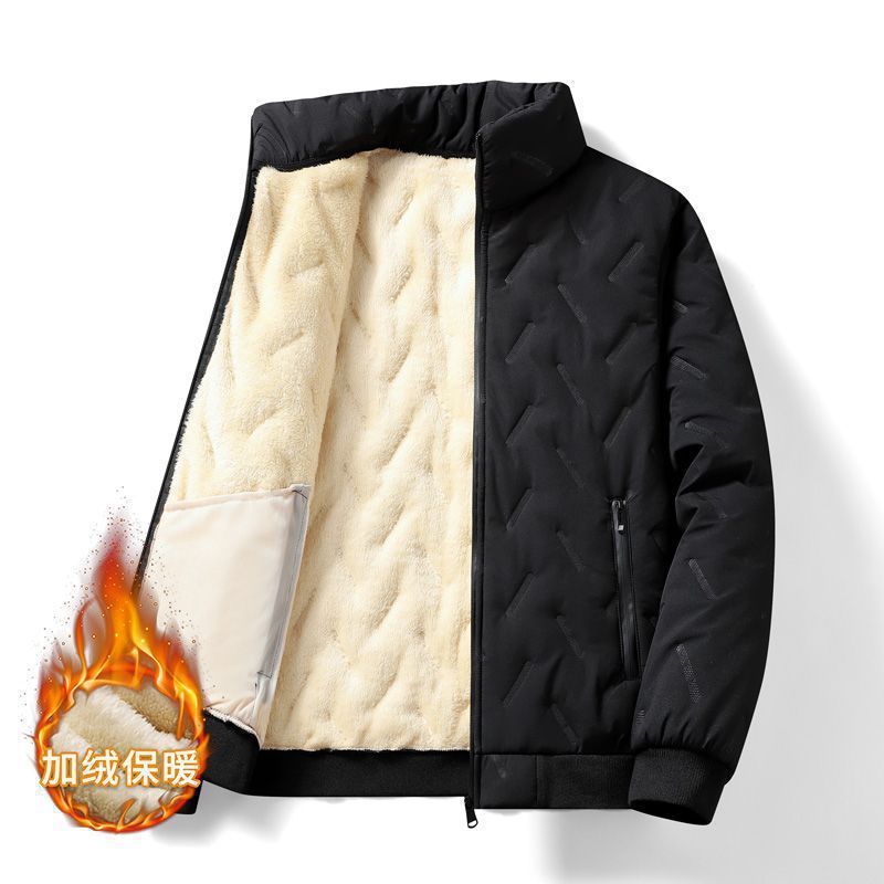 Fleece-Lined Thick Cotton Jacket Winter Cross-Border Coat Men's Lamb Wool Cotton Jacket Winter Jacket Windproof Waterproof Cotton