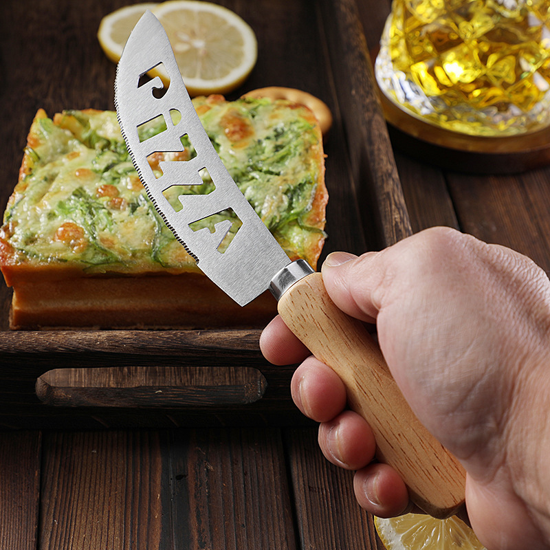 in stock Baking Tools Oak Handle Cheese Knife Pizza Knife Tooth Knife Roller Knife Household Pizza Wheel Knife Tool suit