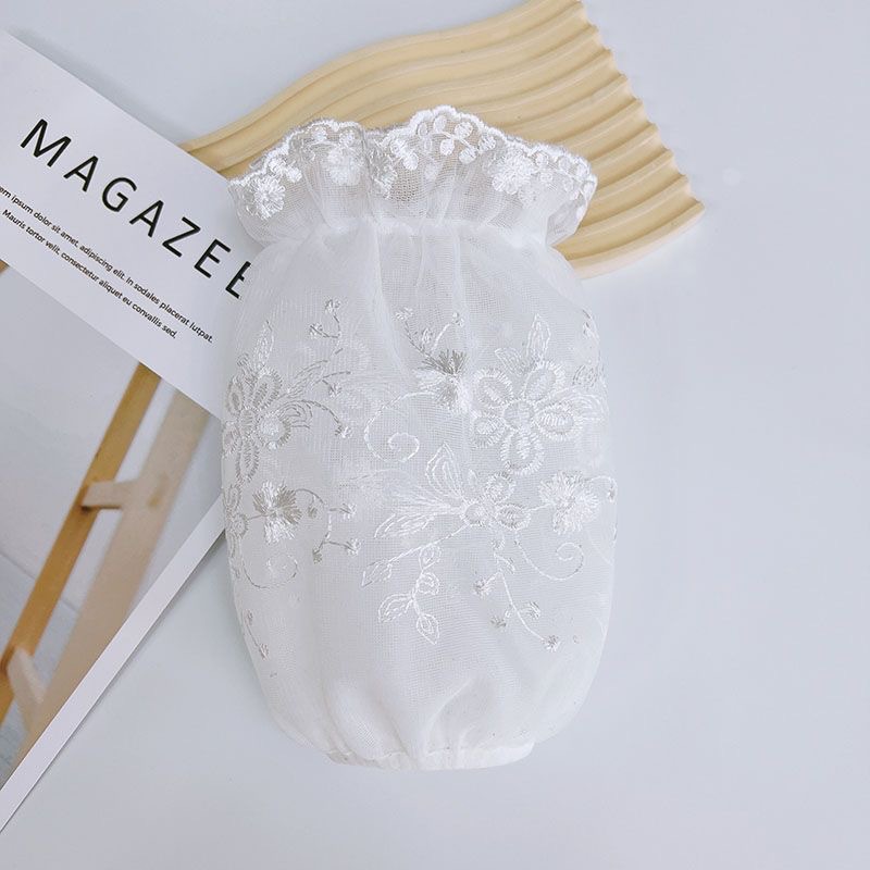 Double-layer Mesh Lace Sleeve Women's Autumn and Winter Anti-dirty Sleeve Adult Student Sleeve Black and White Beige Transparent Sleeve Head