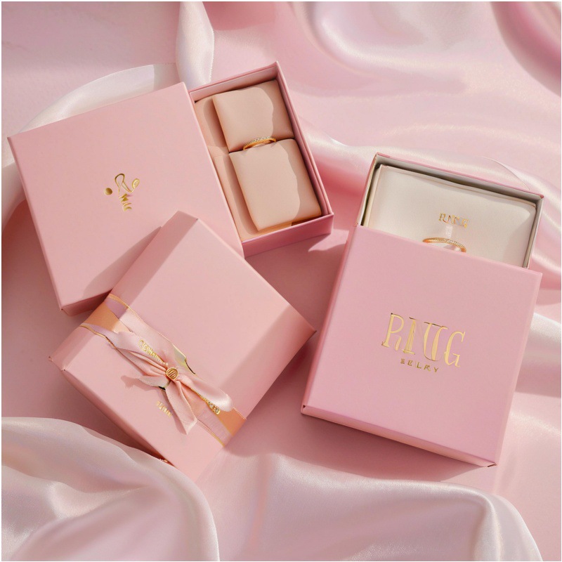 Pink Drawer Gift Box Custom Jewelry Jewelry Silk Scarf Eye Mask High-end Square Pull Kraft Paper Packaging Box