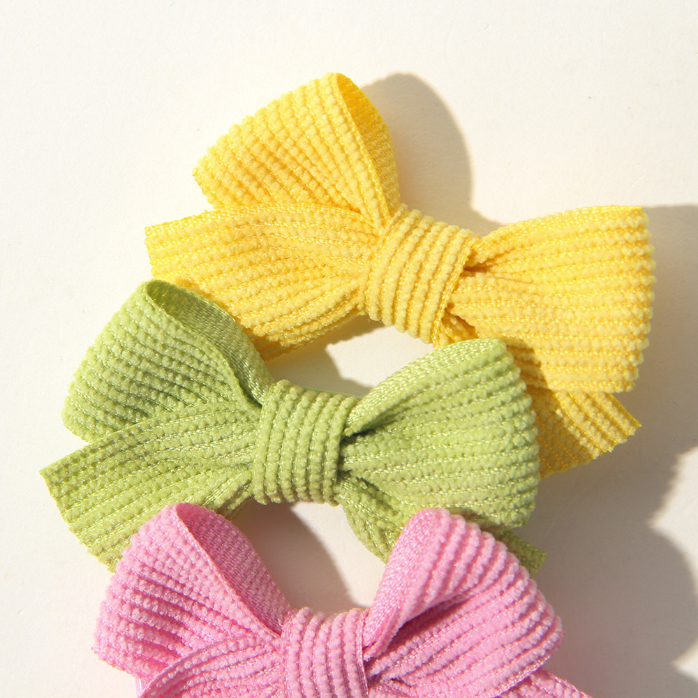 Cross-border Europe and the United States Amazon solid color vertical stripe children's hair clip edge bow baby side clip wholesale