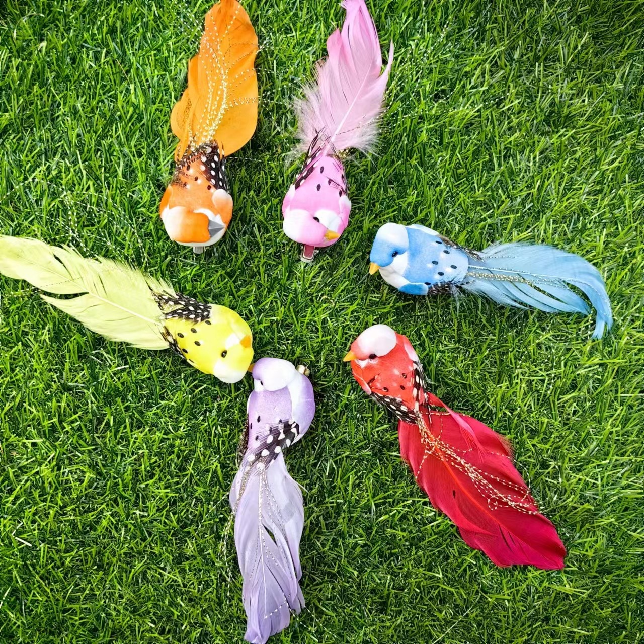 Artificial foam feather Bird Garden Garden creative cloth super cute decoration Pearl bird clip