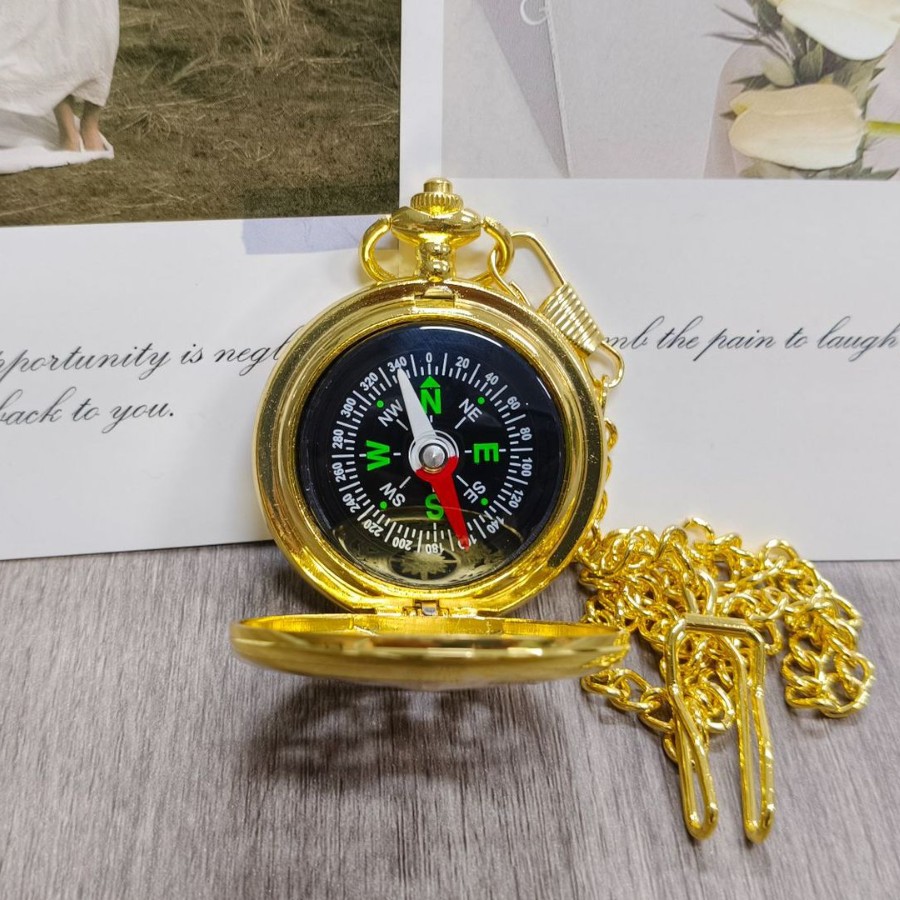Foreign Trade Hot Selling Creative New Compass Pocket Watch Outdoor Mountaineering Classic Style Flip Compass Pocket Watch