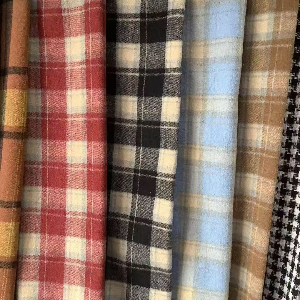 Клетчатая шершавая ткань, утолщенная пряжа, крашеная шершавая ткань для осени и зимы, ткань для пальто и пиджаков, прямая продажа с фабрики