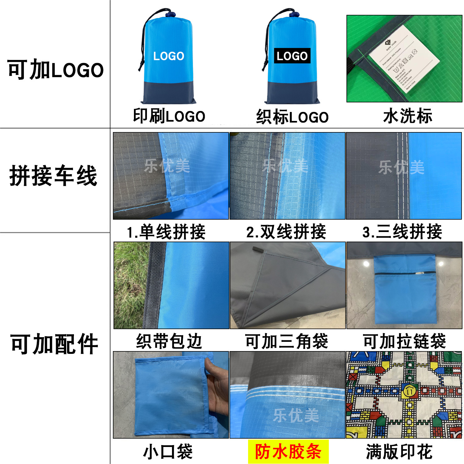 New Outdoor Camping Beach Mat Waterproof Foldable Pocket Picnic Mat Beach Camping Polyester Plaid Floor Mat