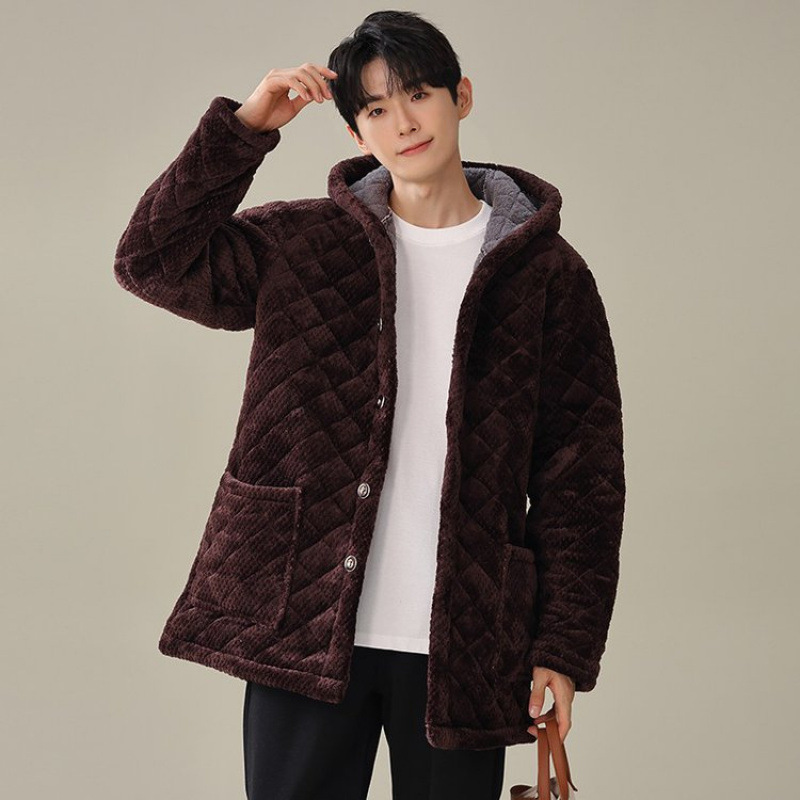 Men's Velvet Cotton-Padded Work Clothes, Thickeneded Warm Jackets, Anti-Fouling and Stain-Resistant Work Wear, Loose Labor Protection Clothes, Cotton Smocks