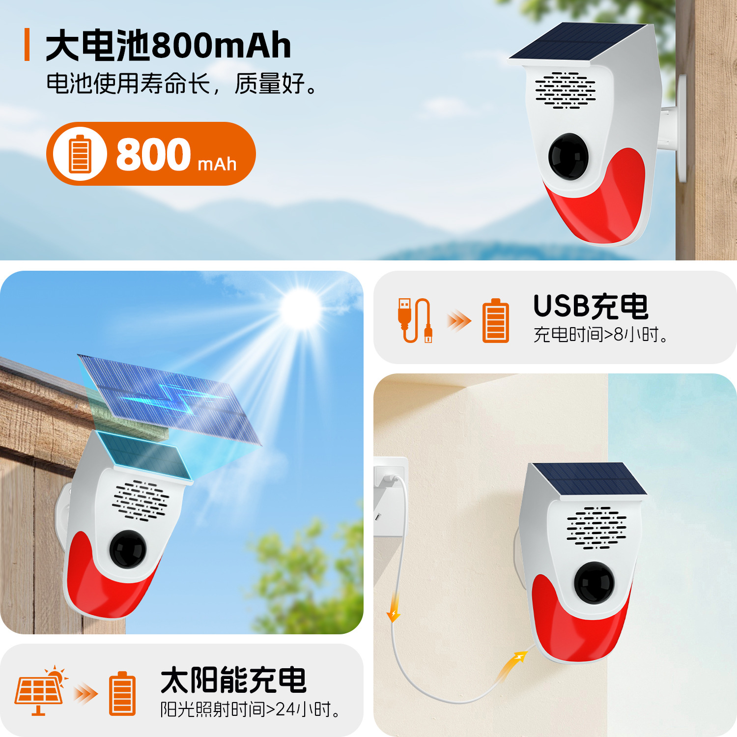 Solar Voice Prompter, Sound and Light Alarm, Outdoor Sensor Light, Voice Announcer, Human Body Infrared Detector