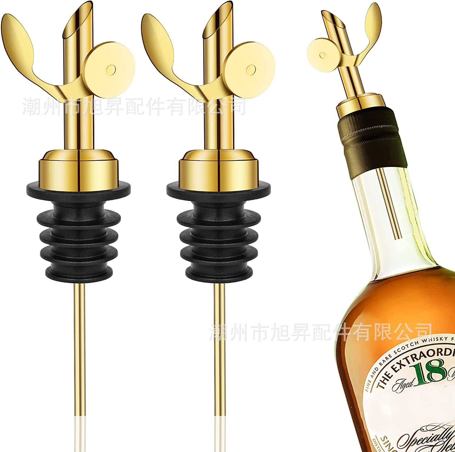 304 Stainless Steel Wine Pourer Cocktail Bottle Stopper Wine Pourer Red Wine Stopper Preservation Automatic Open and Close for Red Wine