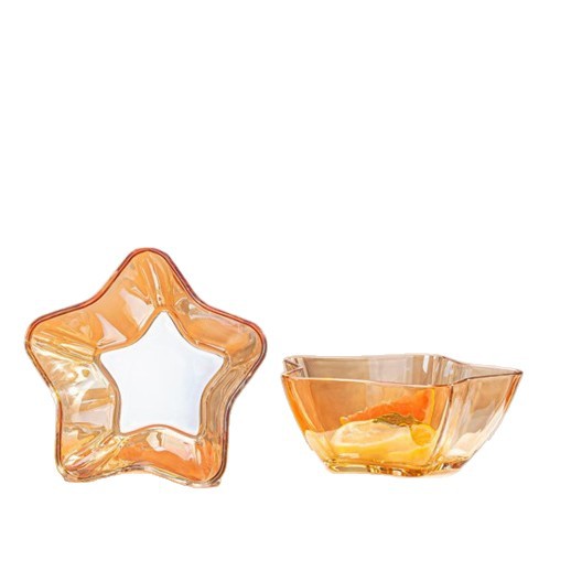 Jiajia Gift Star 5-Piece Brown Glass Bowl Tableware Set Five-Pointed Star Bowl Salad Bowl Gift Xc-5