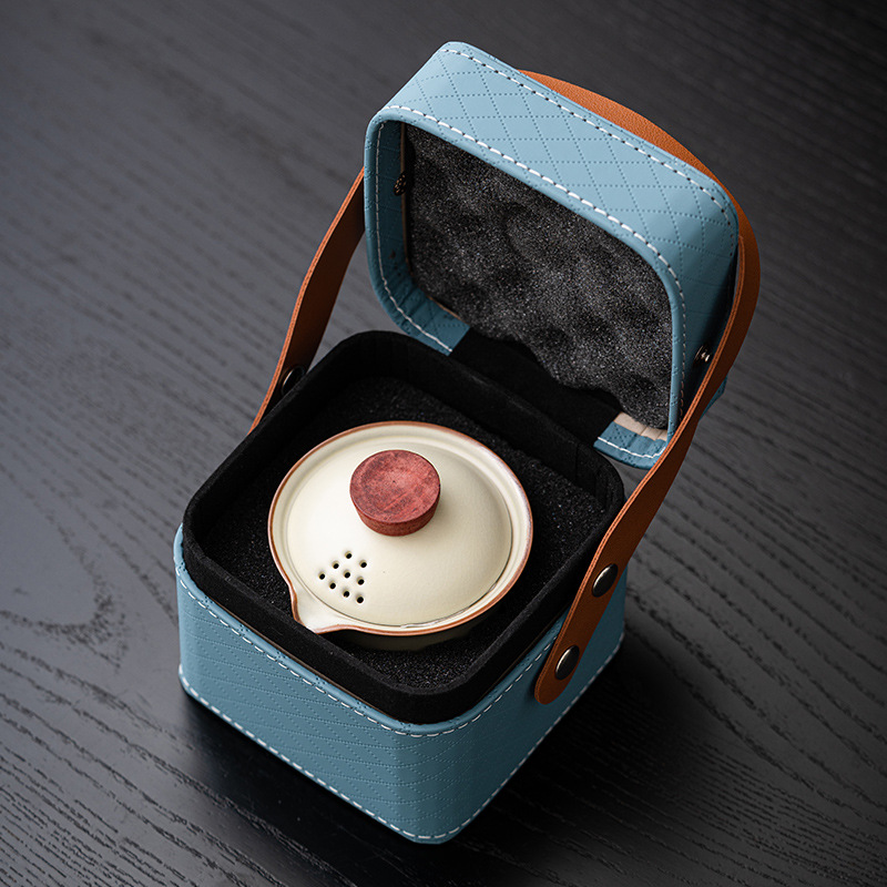 Путешествующий чайный набор Ru Kiln Один чайник три чашки Портативный керамический набор для активного отдыха Корпоративные подарки ручной работы