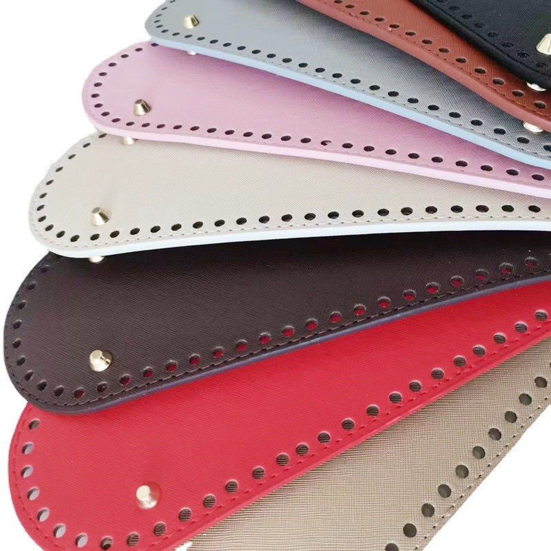 Luggage Hardware DIY Hand-Woven Bag Bottom Pu Cross Pattern 30*10cm Oval Base Accessories Wholesale