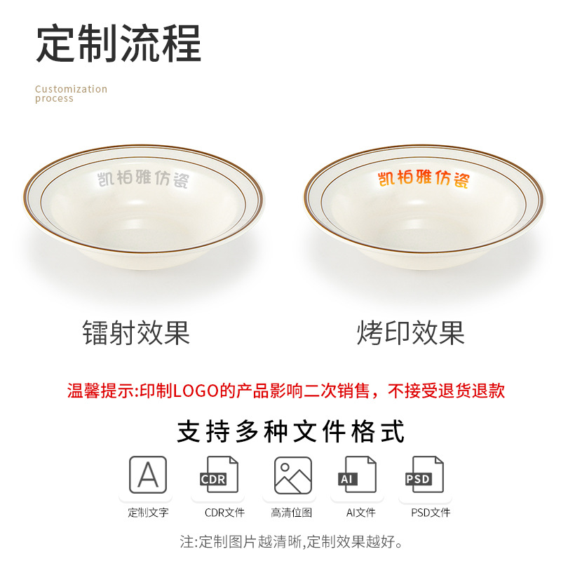 Melamine Imitation Porcelain Straw Hat Plate Deep Plate Soup Plate Hotel Restaurant Dish Plate Creative Wide Edge Plate Pasta Plate Commercial