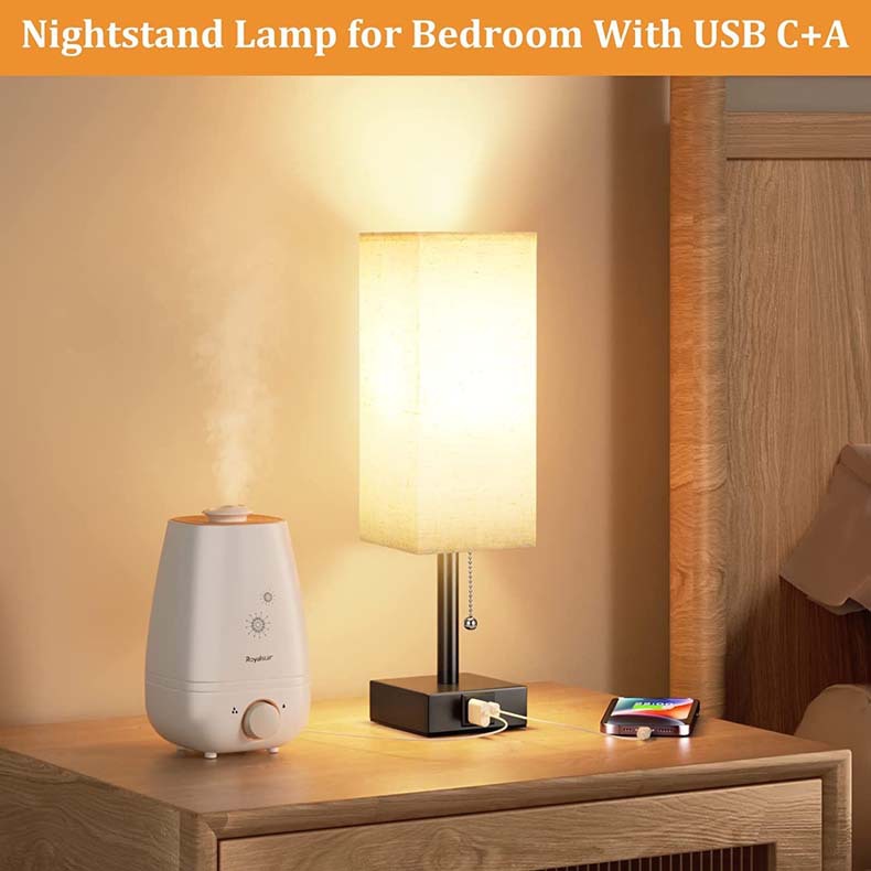 Cross-border exclusive for Amazon linen 90 square table lamp zipper switch three-color temperature variable light A C USB charging