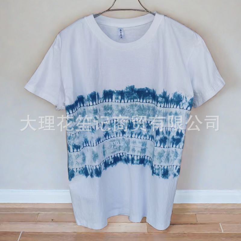 Dyed summer new men's and women's plant tie-dyed top pure loose short sleeve T-shirt fashion brand casual couple half sleeve
