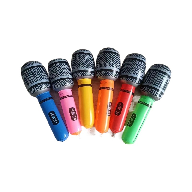 Cross-Border Hot Selling Pvc Inflatable Toy Microphone Stage Musical Instrument Props Karaoke Game Mini Microphone Party Balloon