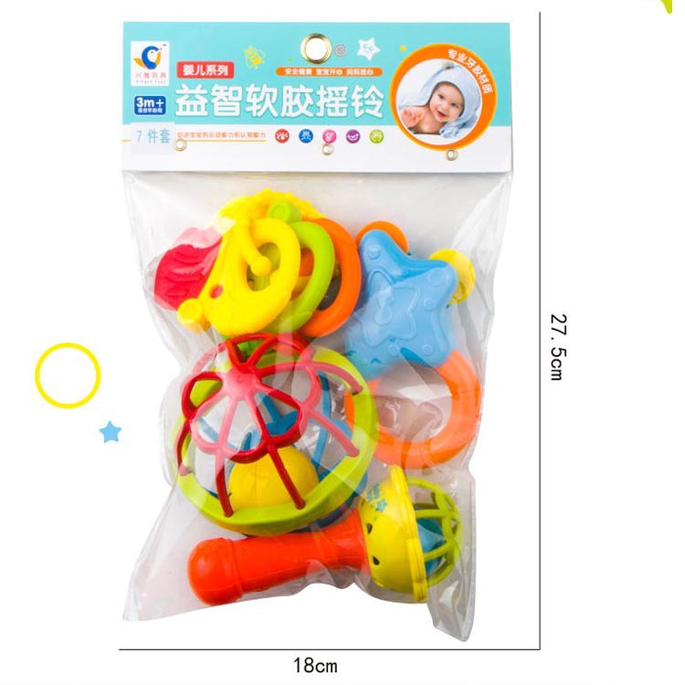Newborn Hand Rattle Early Education Educational Teething Teether Toy 0-1 Year Old Baby Teether Animal Soft Rattle Set