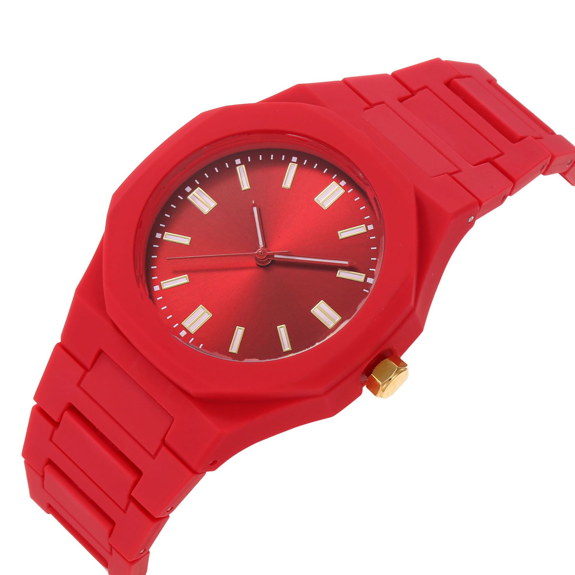 2024 Cross Border Dopamine Candy Color Silicone Watch High Grade China Red Waterproof Octagon Quartz Watch