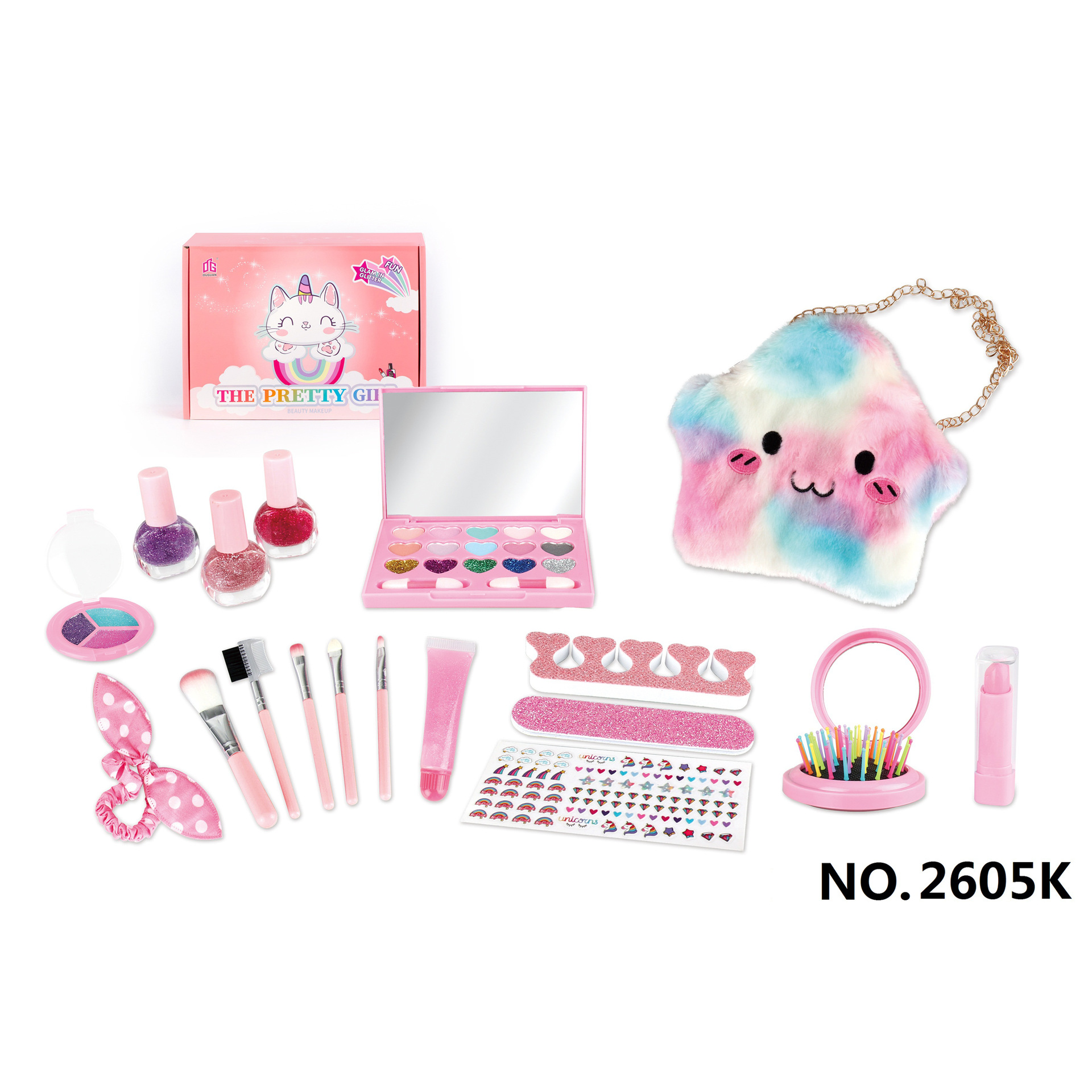 Cross-Border Popular Girls' Makeup Toy Set Children's Washable Lipstick Eye Shadow Cosmetics Portable Cosmetic Bag