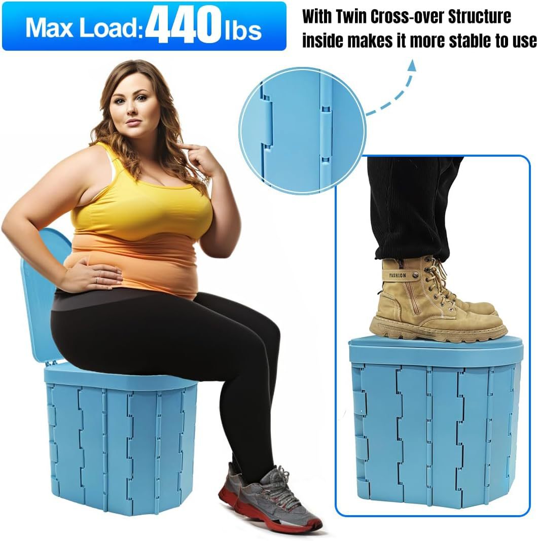 [Cross-border Explosions] Car with Lid Folding Portable Outdoor Toilet Emergency Toilet Self-driving Travel Supplies Car